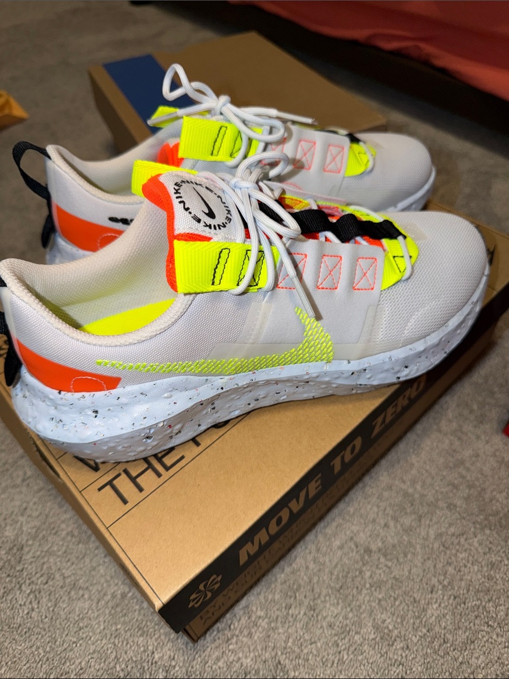 Nike White Sneakers with Neon Yellow & Orange Accents